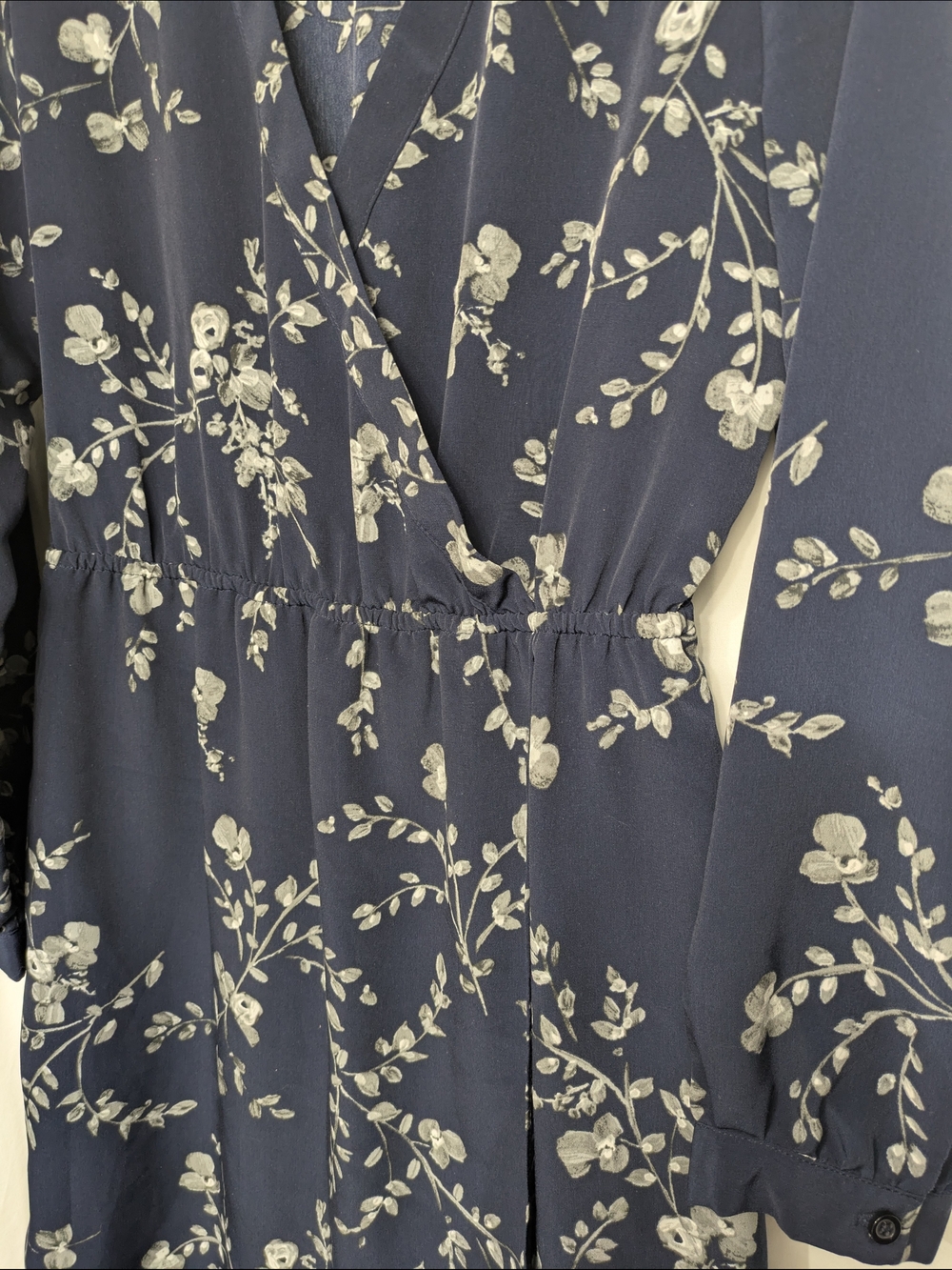 GAP Black Floral V-Neck Long Sleeve Mini Dress - Picture 3 of 8